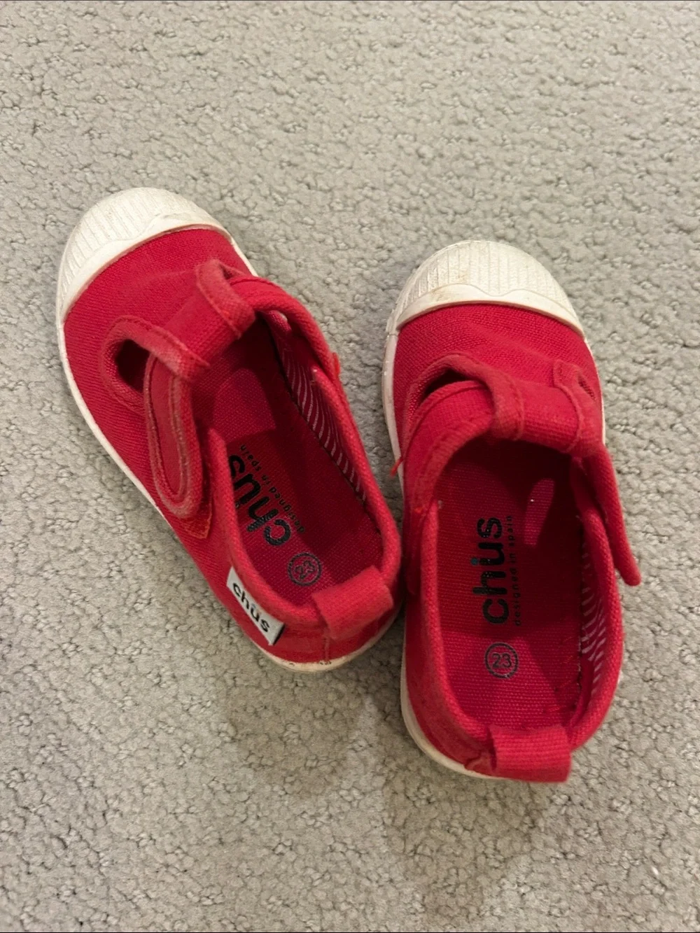 Chus Kids Red Canvas Slip-On Sneakers with Hook-and-Loop Strap